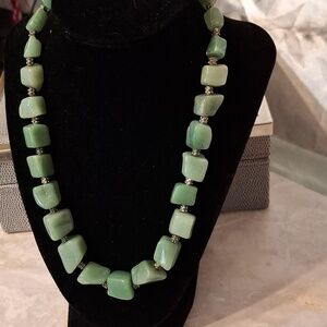 Adventurine Natural Green stone necklace set. Combined to make a 27" necklace.